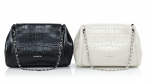 Black Croc Embossed Shoulder Bag for women with elegant structured design