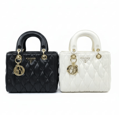 Black Quilted Handbag for women with elegant diamond quilted design and chain strap