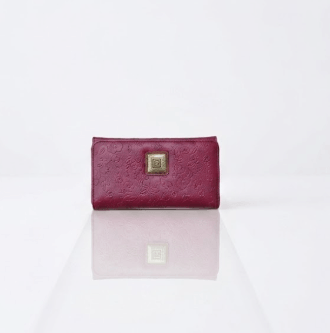 Floral Embossed Long Wallet with elegant floral pattern