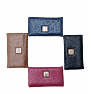 Floral Embossed Long Wallet with elegant floral pattern