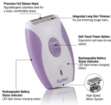 Kemei Rechargeable Women's Shaver in Pakistan.
