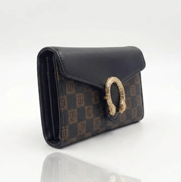 Luxury Monogram Long Clutch with elegant monogram pattern