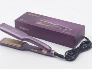 Kemei Purple Hair Straightener with adjustable temperature control and ceramic plates