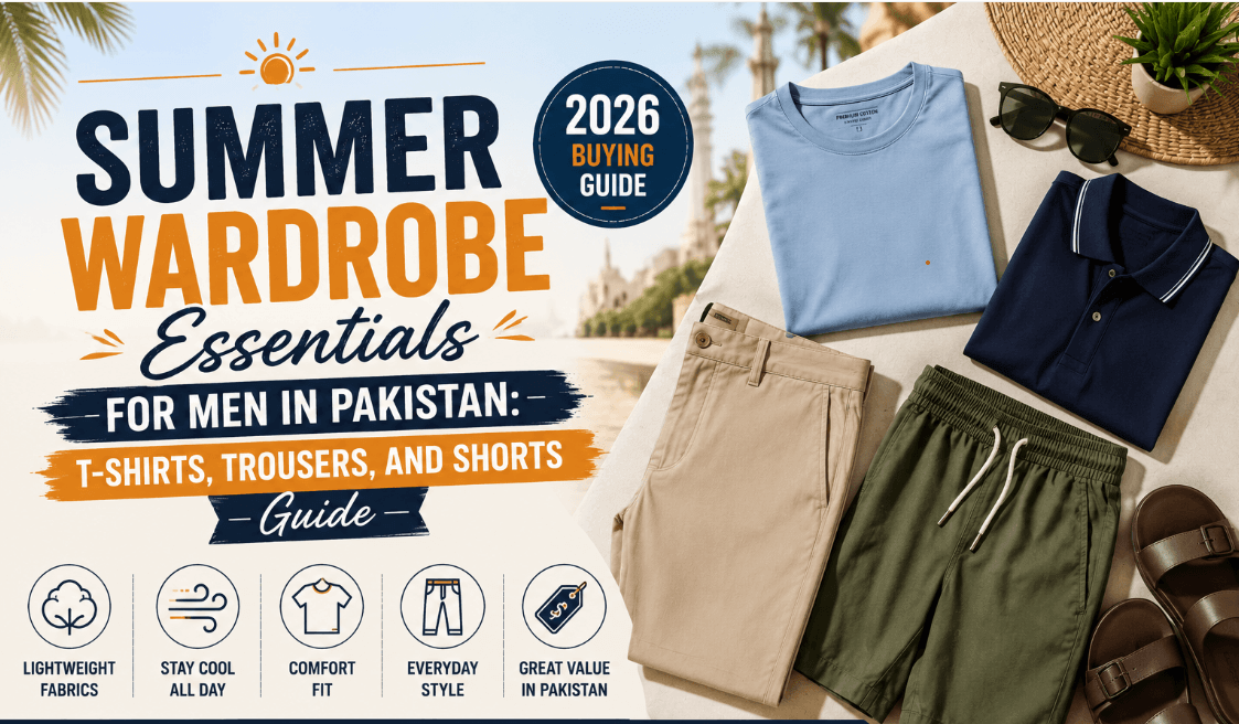 ummer Wardrobe Essentials for Men in Pakistan: T-Shirts, Trousers, and Shorts Guide