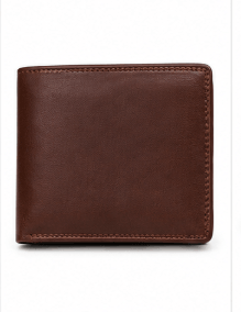 Genuine Leather Men's Bifold Wallet – Brown