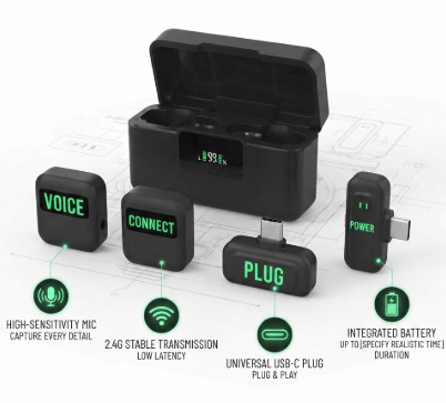 J22 4-Wireless Lavalier Microphone in Pakistan.